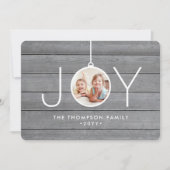 Kerstballen van hout met simpele grijze afwerking feestdagenkaart (Voorkant)