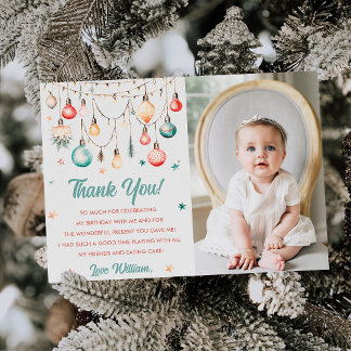  Kerstballen Verjaardagsfeest Dank U Kaart 