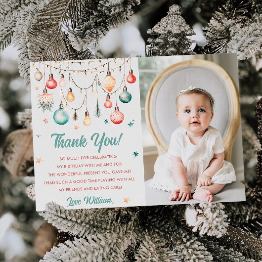  Kerstballen Verjaardagsfeest Dank U Kaart 