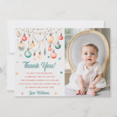 Kerstballen Verjaardagsfeestje Dank je kaart (Voorkant)