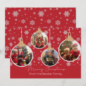 kerstballen Vier Fotokaarten Kaart (Voorkant / Achterkant)
