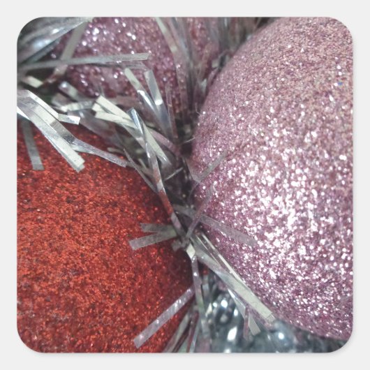 kerstballen vierkante sticker (Voorkant)