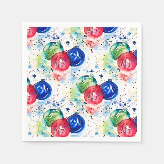 Kerstballen Waterverf Ornament Servetten (Voorkant)