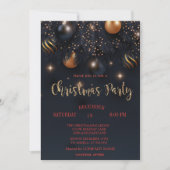 Kerstballen Zwart Bedrijfsfeest Kaart (Voorkant)