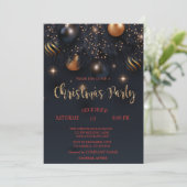 Kerstballen Zwart Bedrijfsfeest Kaart (Staand voorkant)