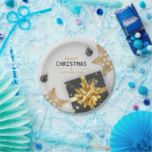 kerstballen Zwarte cadeaudoos Gold Snowflakes Papieren Bordje (Feest)