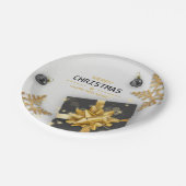 kerstballen Zwarte cadeaudoos Gold Snowflakes Papieren Bordje (Gekanteld)