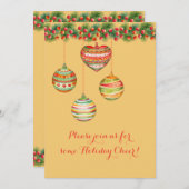 Kerstballenfeest in de kleurrijke Waterverf Kaart (Voorkant / Achterkant)