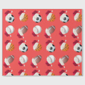 Kerstballer Sports Funny Santa Holiday Cadeaupapier (Vlak)