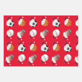 Kerstballer Sports Funny Santa Holiday Inpakpapier Vel