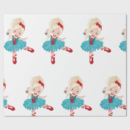 Kerstballerina Cadeaupapier (Vlak)