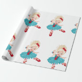 Kerstballerina Cadeaupapier (Uitgerold)