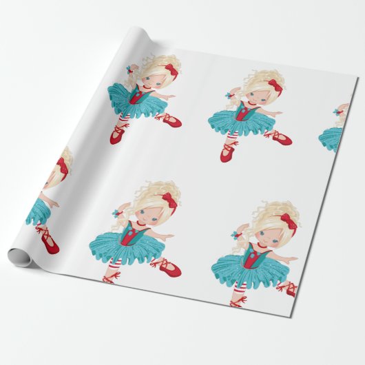 Kerstballerina Cadeaupapier (Uitgerold)