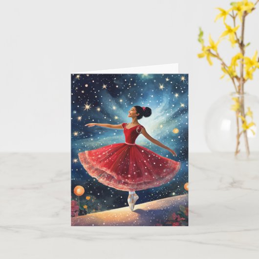 Kerstballerina Kaart (Gele Bloem)