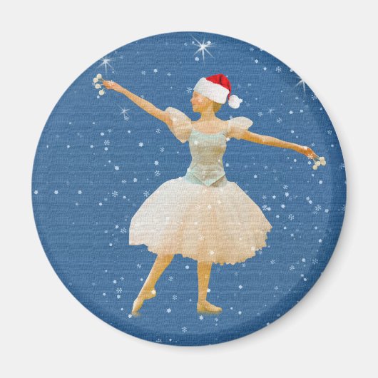 Kerstballerina met Castanets Magnet (Voorkant)