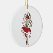 Kerstballerina met snoepriet keramisch ornament (Rechts)