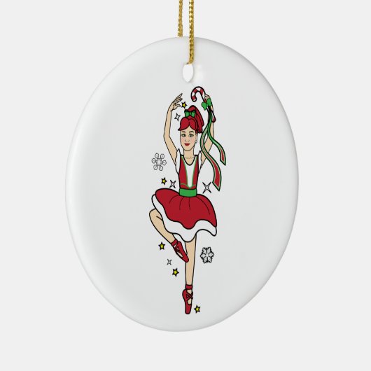Kerstballerina met snoepriet keramisch ornament (Rechts)