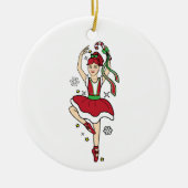 Kerstballerina met snoepriet keramisch ornament (Voorkant)
