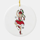 Kerstballerina met snoepriet keramisch ornament (Achterkant)