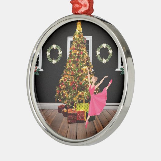 Kerstballerina Metalen Ornament (Links)