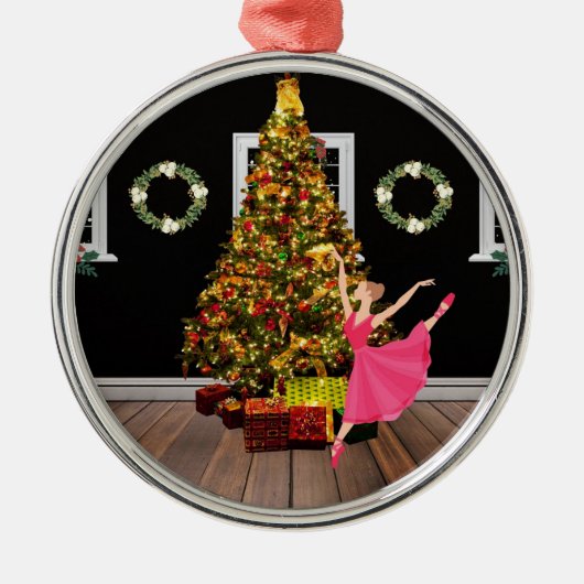 Kerstballerina Metalen Ornament (Voorkant)