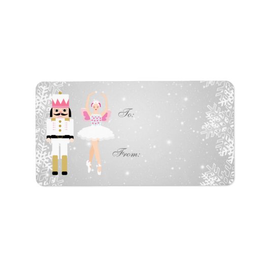 Kerstballerina & Notenkraker, sneeuwvlokken Etiket (Voorkant)