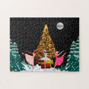 Kerstballerinas in sneeuw legpuzzel