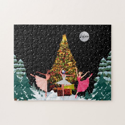 Kerstballerinas in sneeuw legpuzzel (Horizontaal)
