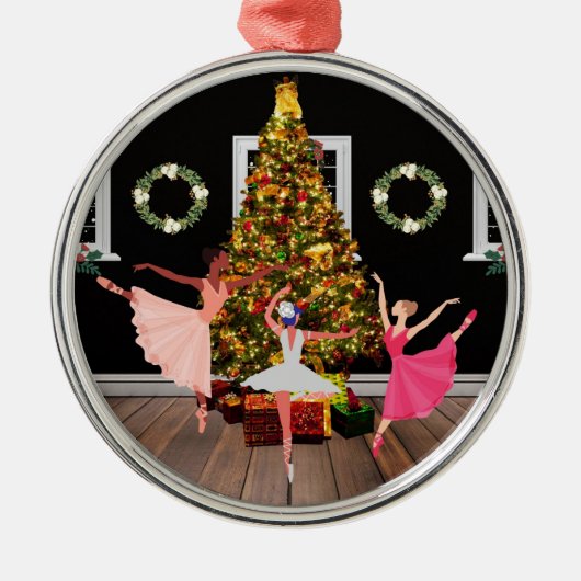 Kerstballerinas Metalen Ornament (Voorkant)