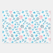 Kerstballetjes blauwe set van 3 inpakpapier vel (Voorkant 3)