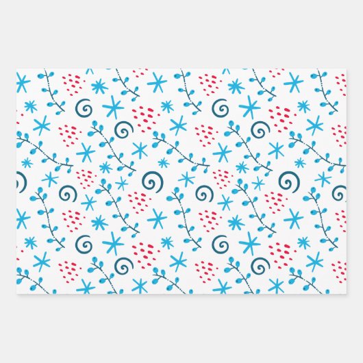 Kerstballetjes blauwe set van 3 inpakpapier vel (Voorkant 3)