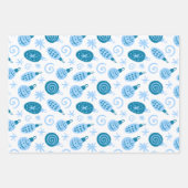 Kerstballetjes blauwe set van 3 inpakpapier vel (Voorkant 2)