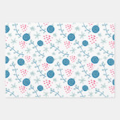 Kerstballetjes blauwe set van 3 inpakpapier vel (Voorkant)