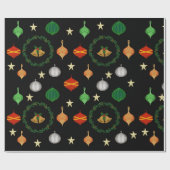 Kerstballetjes, krans en klokken cadeaupapier (Vlak)