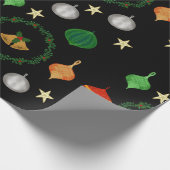 Kerstballetjes, krans en klokken cadeaupapier (Hoek)