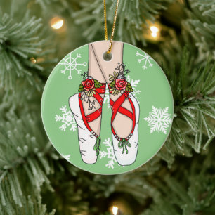 Kerstballetslippers, speciaal aangepast keramisch ornament