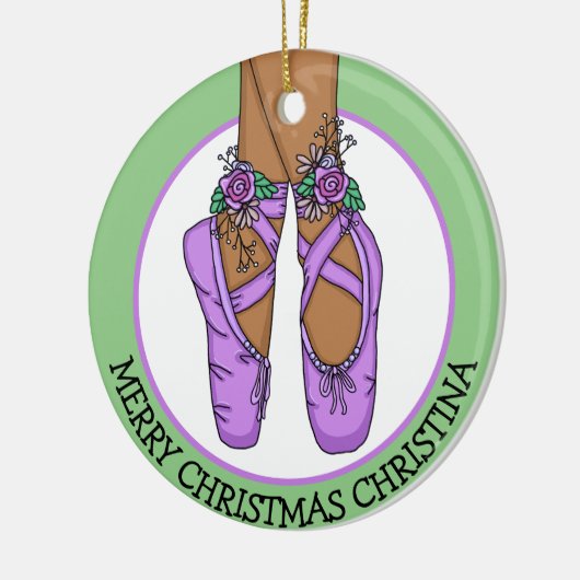 Kerstballetslippers, speciaal aangepast keramisch ornament (Links)