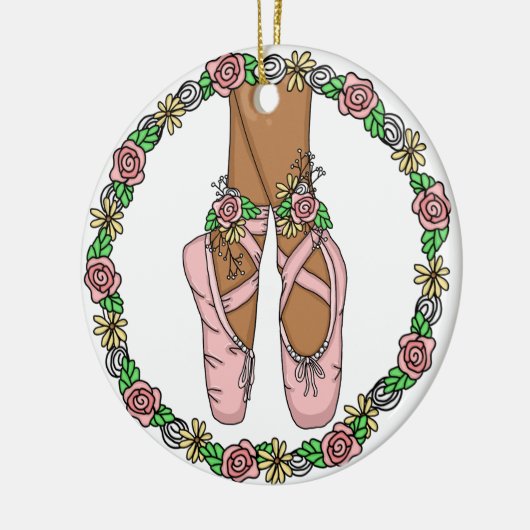 Kerstballetslippers, speciaal aangepast keramisch ornament (Links)