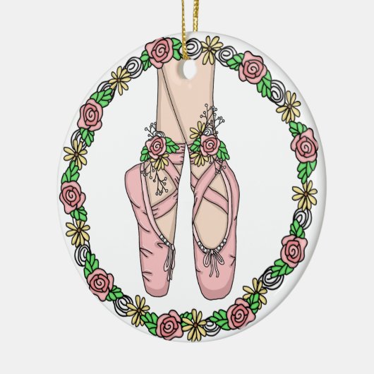 Kerstballetslippers, speciaal aangepast keramisch ornament (Links)