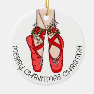 Kerstballetslippers, speciaal aangepast keramisch ornament