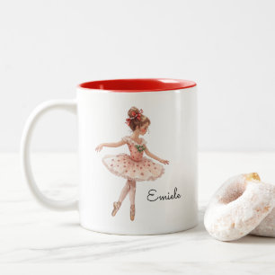 Kerstballette meisje dansen tweekleurige koffiemok