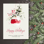 Kerstballon in waterverf Kerst foto ornament Feestdagenkaart