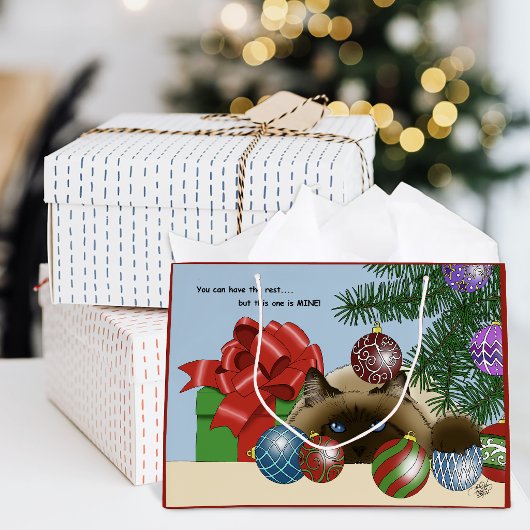 Kerstbalornament Siamees Kat Grappig Groot Cadeauzakje
