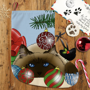 Kerstbalornament Siamees Kat Grappig Grote Kerstsok