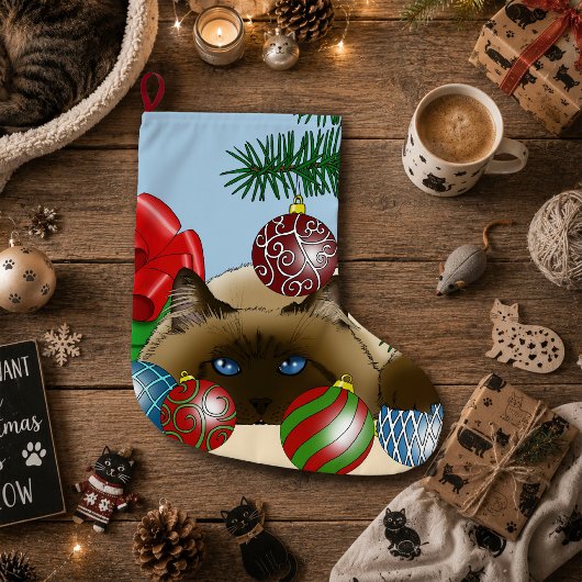 Kerstbalornament Siamees Kat Grappig Grote Kerstsok