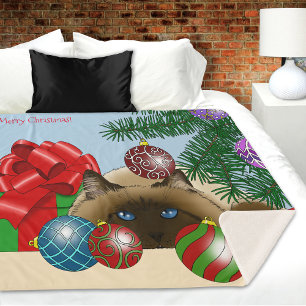 Kerstbalornament Siamees Kat Grappig Sherpa Deken