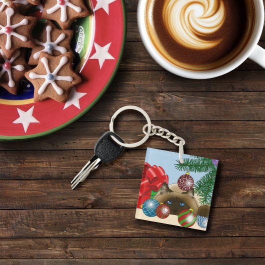 Kerstbalornament Siamees Kat Grappig Sleutelhanger