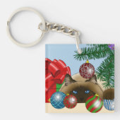 Kerstbalornament Siamees Kat Grappig Sleutelhanger (Voorkant)