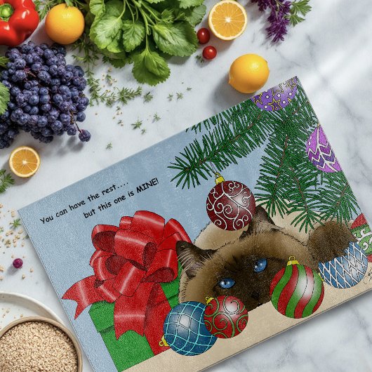 Kerstbalornament Siamees Kat Grappig Snijplank