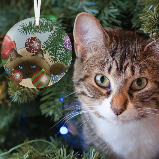 Kerstbalornament Siamese Kat Grappig Glas Ornament